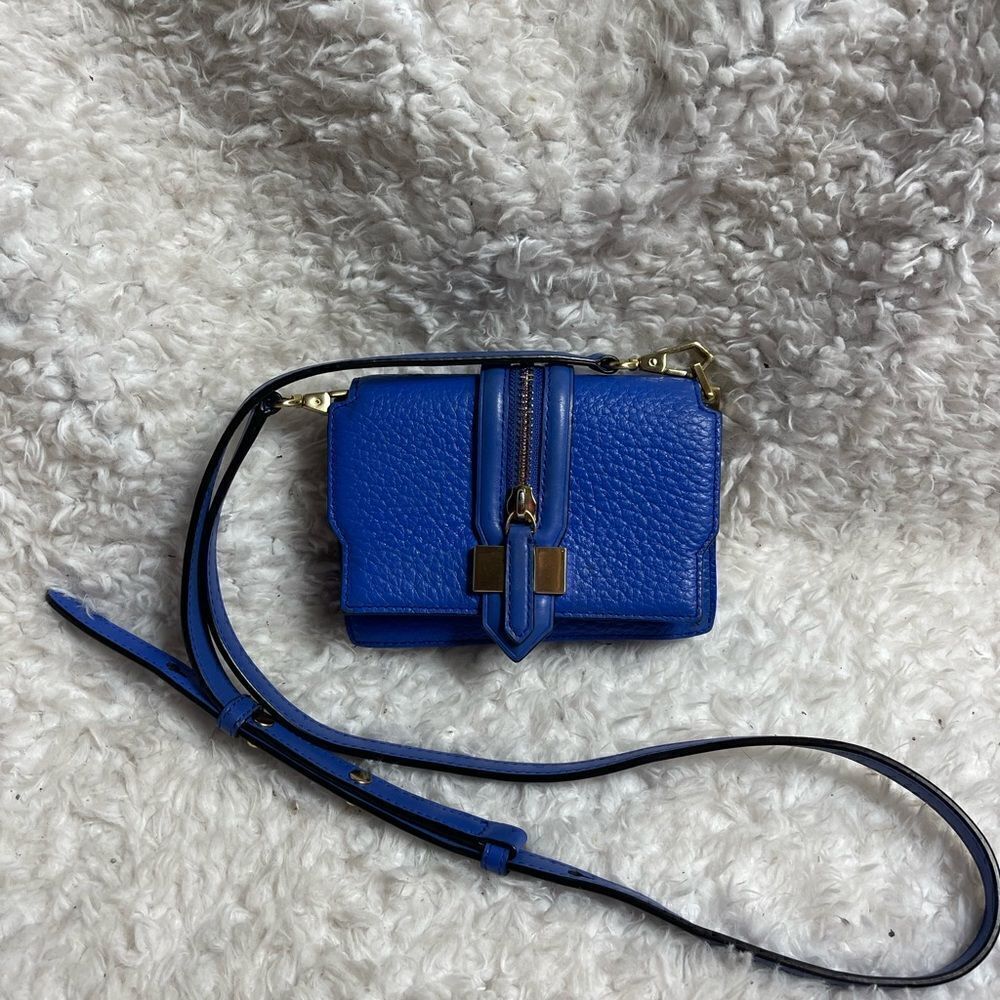 Rebecca Minkoff Waverly Cobalt Blue crossbody bag with gold tone accents
